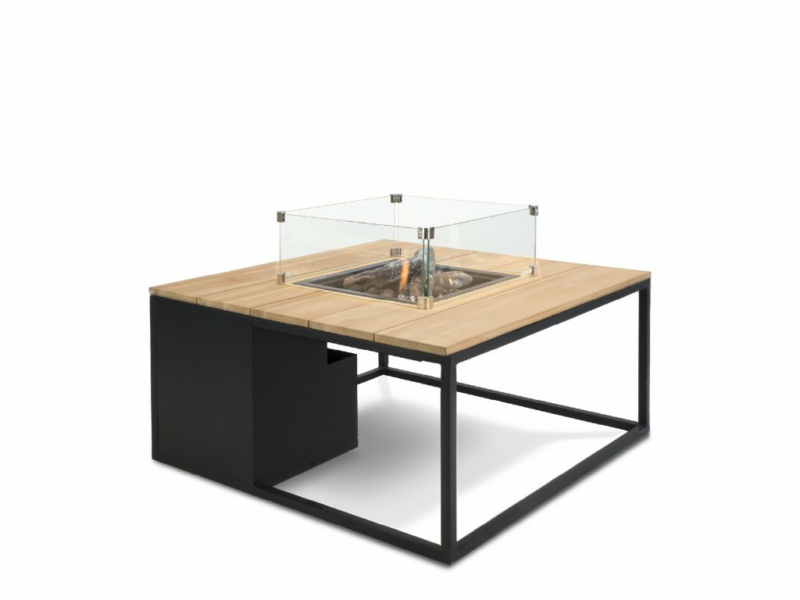 Krbový plynový stůl Cosiloft 100 černý rám / deska teak COSI