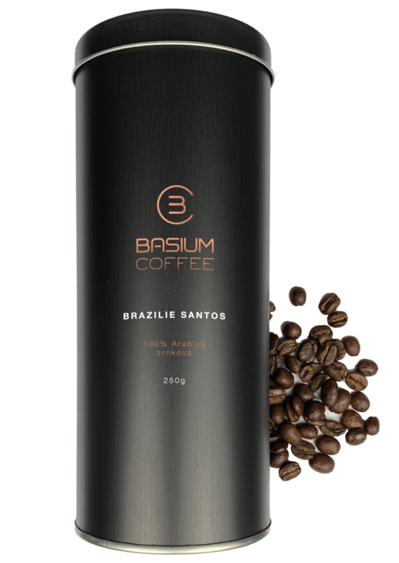 Basium coffee brazílie santos dárková dóza zrnková 250g čerstvě pražená